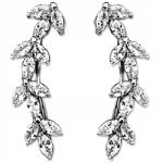 Lovrin 925-ös ezüst fülbevaló, ágak fehér cirkóniákkal, elegáns minta, ajándék (Lovrin)