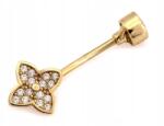 Lovrin Arany köldökpiercing 585, finom virág, négylevelű lóhere cirkóniákkal, 14k