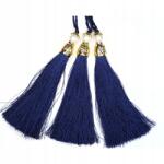 Gipiurowo Gyöngy és aranyszínű gyöngy fülbevaló, zafírkék, 12 cm (chwost)