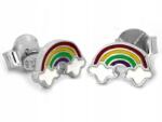 Lovrin 925-ös ezüst fülbevaló, szivárványos zománccal, stekkeres, 1, 15g (62435917)