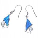 Lovrin 925-ös ezüst fülbevaló, modern, opállal és gyönggyel díszítve, akasztós, ajándék