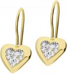 Lovrin Arany fülbevaló 585 szív fehér díszes cirkóniákkal, akasztós, ajándékba (Lovrin)