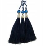 Gipiurowo Ezüst színű gyöngyökkel díszített fülbevaló, sötétkék, 12 cm (chwost)
