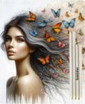  Számozott Festés Kép Nő Pillangókkal 40x50 cm (B0CWLVR86G)