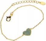 Lovrin Ezüstözött, aranyozott 925-ös ezüst karkötő türkiz színű szívvel, 2, 06g, charmokkal (Lovrin 52809)