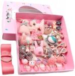 EdiBazzar Ajándék szett lányoknak, 24 darabos hajgumi doboz, hajcsatok, hullámcsatok (Zestaw gumek spinek dla dziewczynki 24 szt)
