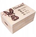 Creative Deco Gravírozott emlékdoboz fából, ajándék születésre, keresztelőre, 30x20x14cm (JANCDSD130CUSTOMBUNNYFBM)