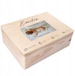 Creative Deco Fából készült doboz gyermeknek névvel, ajándék születésre, első születésnapra, 40x30 cm (JANCDSD140BCUSTOMPHOTOBMEMFBM)