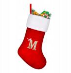  Nagy, 45 cm-es piros karácsonyi zokni "M" betűvel (B0CLRSXKL1)