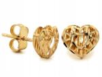 Lovrin Arany fülbevaló áttört mintás szív mintával, stekkeres, 375-ös (9 karátos) aranyból, 0.90g, női/gyermek
