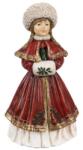Clayre & Eef Piros kabátos lány 9x7x17cm, műanyag dekorfigura
