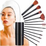 EdiBazzar Professzionális Sminkecset Készlet, 12 db-os, fekete tokban Púderhez Is (5905884011966)