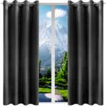 NOW-ART Kész függöny velvet 140x230 karikákkal, sima, Szett, fémgyűrűs (Zasłony welurowe na przelotkach czarny 230)