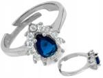 Lovrin Ezüst gyűrű cirkóniákkal és zafírkék kővel 925 r14 állítható méret