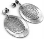 Lovrin Ezüst fülbevaló stekkeres 925 nagy ovális elemek áttört mintás lógó csavaros