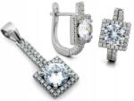 Lovrin Ezüst ékszerszett 925-ös fémjelzéssel, négyzet alakú fülbevaló és medál cirkónia kövekkel (Lovrin)