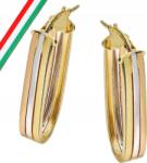 Lovrin Arany fülbevaló, kétféle aranyból, 585-ös, modern ovális, 3, 10g, elegáns minta