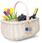Creative Home Nagy fehér fűzfa kosár fogantyúval, piknik kosár bevásárláshoz, gyümölcsökhöz, zöldségekhez (X0027ROJ63)