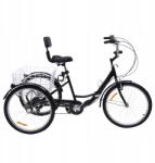  24" Összecsukható háromkerekű tricikli pohártartóval, fekete (YDFKXKW3WDZH8)