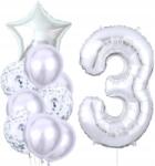  Ezüst Lufik 10db 3. Születésnapra Konfettivel