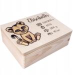 Creative Deco Gravírozott doboz ajándék születésre keresztelőre első születésnapra adattáblával 40x30x14cm (JANCDSD140BCUSTOMLIONFBM)