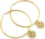 Lovrin Arany 14k karika fülbevaló 40mm áttört lóherével, elegáns hosszú 585