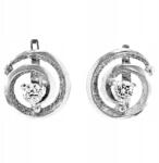 Lovrin 925-ös ezüst fülbevaló, divatos csavart mintával, cirkónia kövekkel díszítve, angol kapcsos (Lovrin107757)