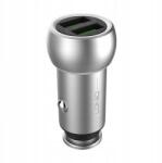  Ldnio Szivargyújtó Usb Töltő, 2xUSB, Quick Charge 3.0, 5V/3, 6A/18W, ezüst (C-401)