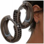  Fekete, elegáns női fülbevaló cirkónia kövekkel, karika, kerek, lógós (Modne Damskie Czarne Kolczyki z cyrkoniami)