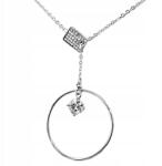 Lovrin 925-ös ezüst nyaklánc, elegáns nyakkendő stílusú, gyűrűvel, cirkónia kövekkel díszítve (Lovrin108413)