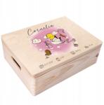 Creative Deco Gravírozott emlékdoboz ajándékba születésre, keresztelőre, születési adatokkal, 40x30 cm (JANCDSD140CUSTOMBABYSHOWERSTORKGIRLFBM)