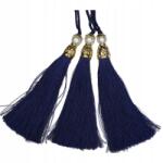 Gipiurowo Gyöngy és aranyszínű gyöngyökkel díszített fülbevaló, sötétkék, 12 cm (chwost)