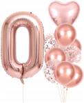  10 db-os születésnapi Lufik . Rózsaszín konfetti betű 0