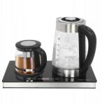  1800W 2, 5 literes fekete rozsdamentes acél vízforraló üveg testtel, hőmérséklet szabályozással (Stainless Steel Glass kettle)