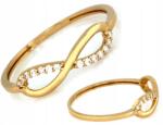 Lovrin Arany gyűrű 585 végtelen jellel, r12 méretben, fehér cirkónia kövekkel, 1.42g