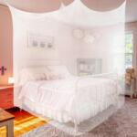  Szúnyogháló Ágyra 180x190x200CM Fehér Elegáns Baldachin Ajtó Nélkül (B0D2R1ZMGJ)