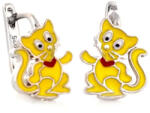 Lovrin 925-ös ezüst fülbevaló sárga cicákkal, lányoknak, angol kapcsos (Lovrin104651)