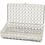  Ékszertartó Tükörrel És Kristályokkal, Glamour Stílusú, 21x11x5, 5 CM (SZKATUŁKA Z LUSTREM KRYSZTAŁKAMI NA DROBIAZGI)