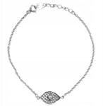 Lovrin 925-ös ezüst karkötő, láncos, mandula alakú, cirkónia kövekkel díszített, divatos (Lovrin108267)
