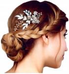  Arany színű hajdísz, virágos fésű esküvőre (8110466312875)