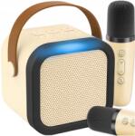 MEMFLOW Karaoke Szett Gyerekeknek 2 Mikrofon Vezeték Nélküli Hangszóró Rgb Bluetooth (ZESTAW DO KARAOKE DLA DZIECI BEŻOWY MEMFLOW)