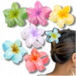 EdiBazzar 6 darabos virágos hajcsat szett, nyári stílusú frangipáni virágokkal, 8 cm-es, színes (Zestaw 6 Szt SPINKA Do Włosów W Stylu Wakacji)