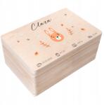 Creative Deco Gravírozott emlékdoboz ajándékba születésre, keresztelőre, születési adatokkal, 30x20x14 cm (JANCDSD130BCUSTOMRABBITBMEMBOXFBM)