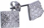 Lovrin Ezüst fülbevaló 925-ös négyzetek cirkóniával 1, 45g egyedi piramis minta (Lovrin 46721)