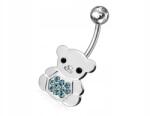 Lovrin Ezüst 925 köldökpiercing kék macival, divatos, látványos mintával ajándékba is kiváló (Lovrin 63220)