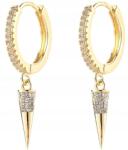  Aranyozott arany fülbevaló csepp alakú jégcsapok, 20 mm-es sebészeti acél, Drop 925 (X102)