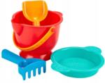 Hape E4056 Homokozó készlet, vödör+szita +lapát+gereblye (6768)