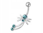 Lovrin Ezüst 925 köldökpiercing Pók kék színű, divatos, látványos ajándék (Lovrin 63226)