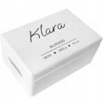 Creative Deco Gravírozott emlékdoboz ajándékba születésre, keresztelőre, születési adatokkal, 30x20x14 cm (JANCDSD130CUSTOMSTARSIMPLEFBM-W)