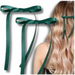  Zöld hajcsatok, hajdíszek masnival, 2 db-os masni szett (Ozdobne spinki do włosów kokardki ozdoba)